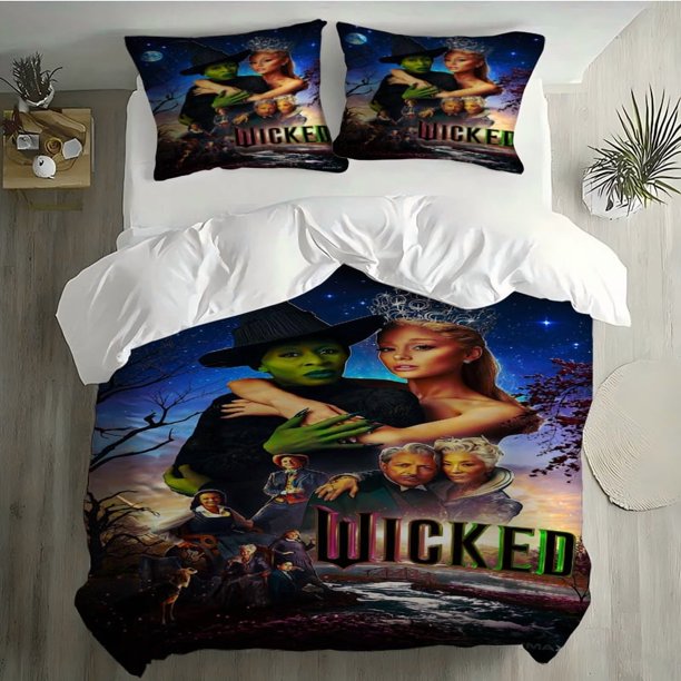 3pcs Wizard Duel Double Heroine Fantasy Poster Pattern Three-Piece Set Soft Bedding Cover + Twin Pillowcases