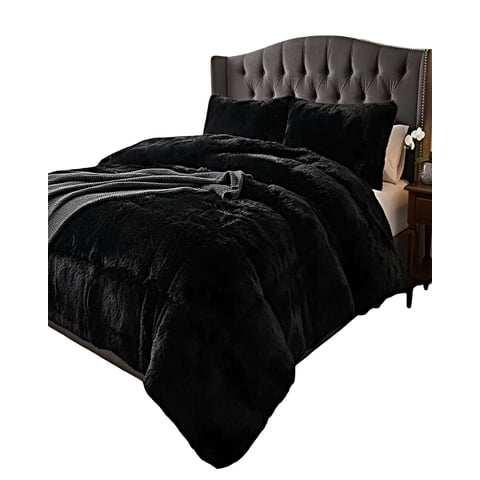 Genérico - Set Cobertor De Invierno Peludo King 250X270Cm Negro