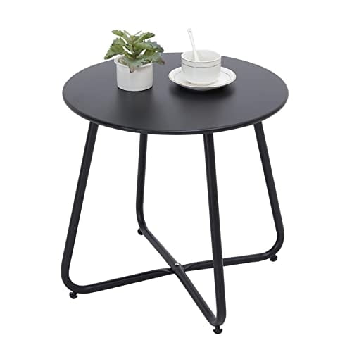 Mesa auxiliar pequeña para patio exterior juserox, metal negro