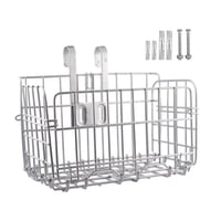 Ioensy - Cesta De Carga Delantera Para Bicicleta, Organizador De Viaje Desmontable, Cesta De Alambre Para Bicicleta Plateada