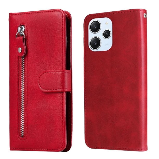 Funda con Cremallera para Xiaomi Poco M6 Pro 5G, Carcasa Cartera de Cuero PU con Soporte y Tarjetero