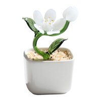 Bothyi - Planta En Maceta Estatua De Vidrio Estatuilla Regalo Decorativo Flores Artificiales En Maceta Blanco