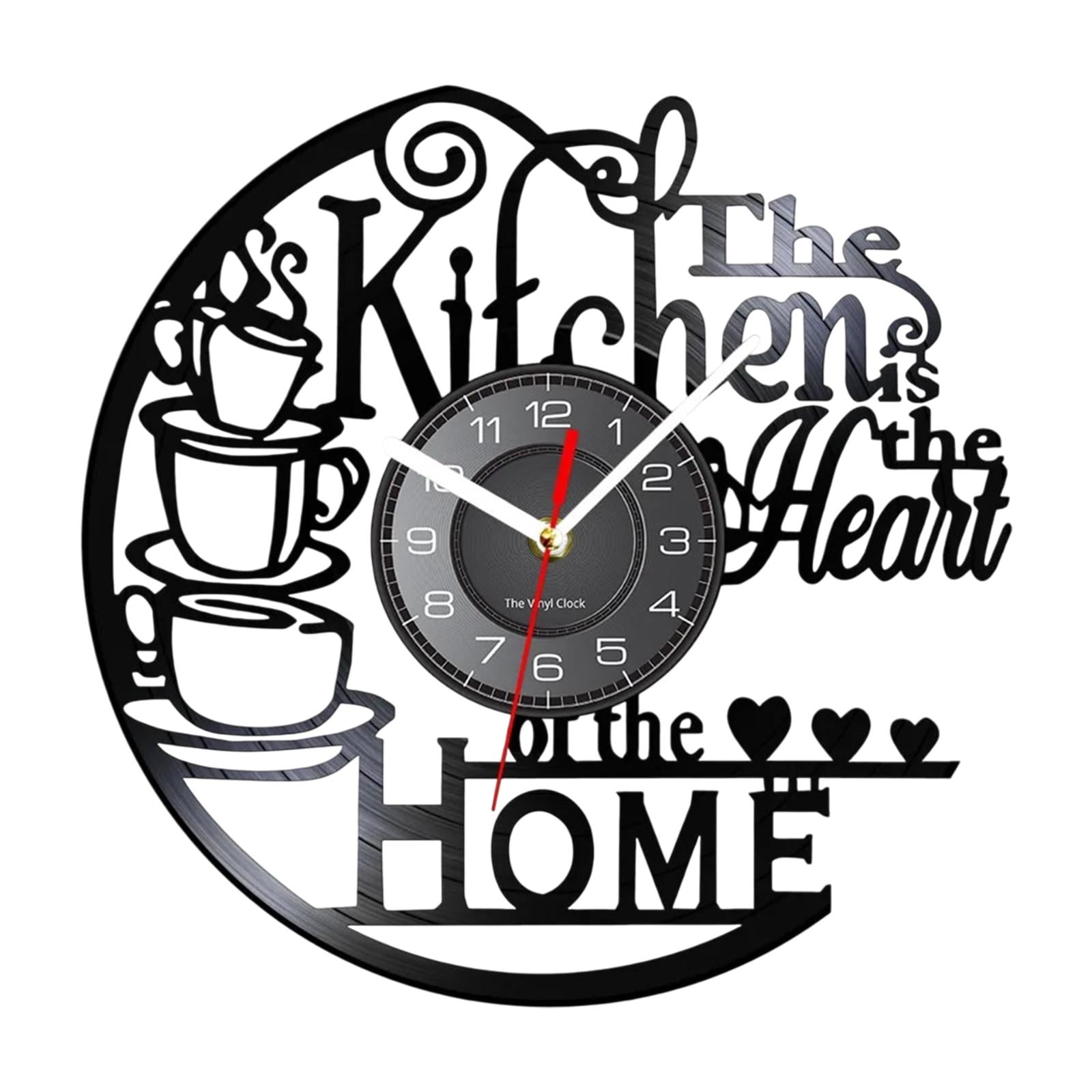 Bothyi - Reloj De Pared Kitchen Records Con Temática De Cocina Y Calor Para El Hogar, Ideal Para Sala De Estudio Y Cafetería.