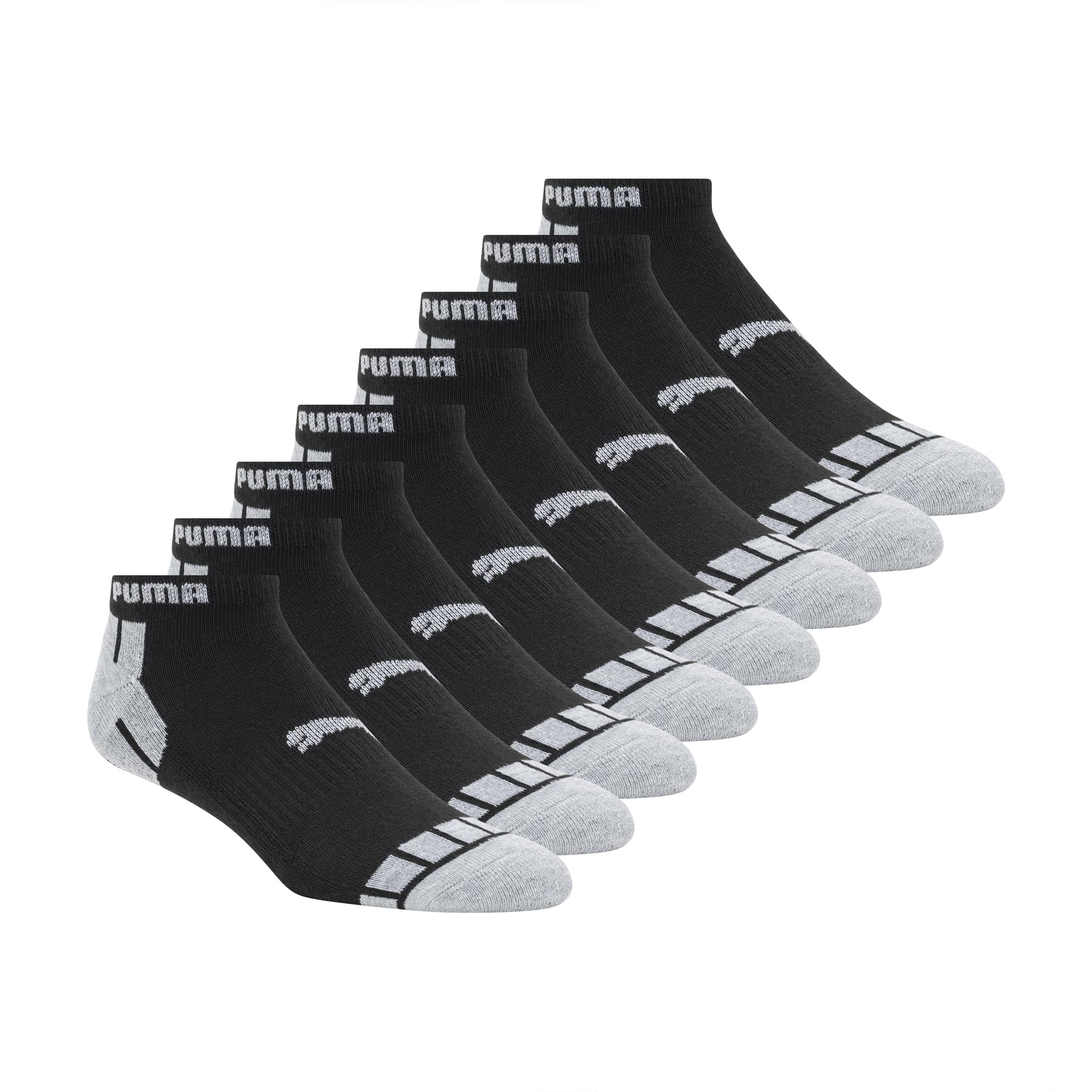 Calcetines Tobilleros Puma Para Hombre, Paquete De 8, Negros, Talla 10-13