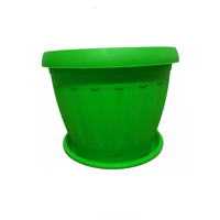 Genérico - Macetero Redondo Con Plato 30Cm Verde Lima