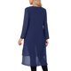 thumbnail image 3 of INSPIRE CHIC Blusas de mujer con bajo alto bajo, cuello redondo, blusa de gasa asimétrica, camisa suelta de manga larga con abertura lateral, tops casuales M azul oscuro, 3 of 6