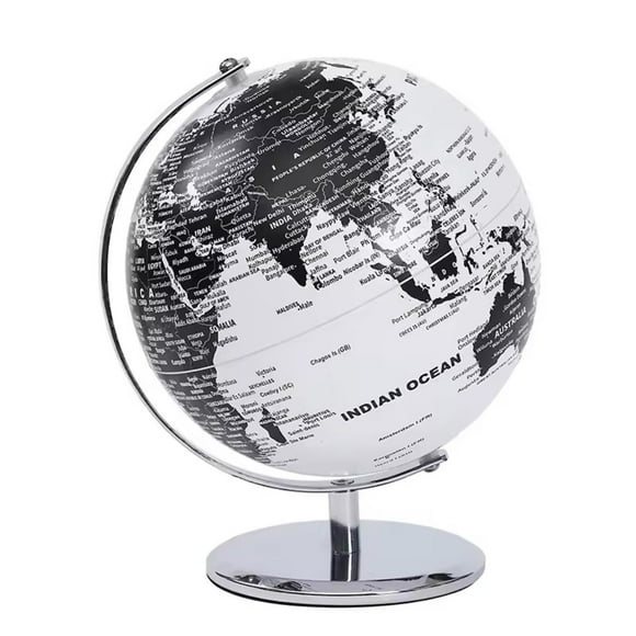 Globo Terráqueo Político Sop. Metálico 20Cm. Negro/Blanco