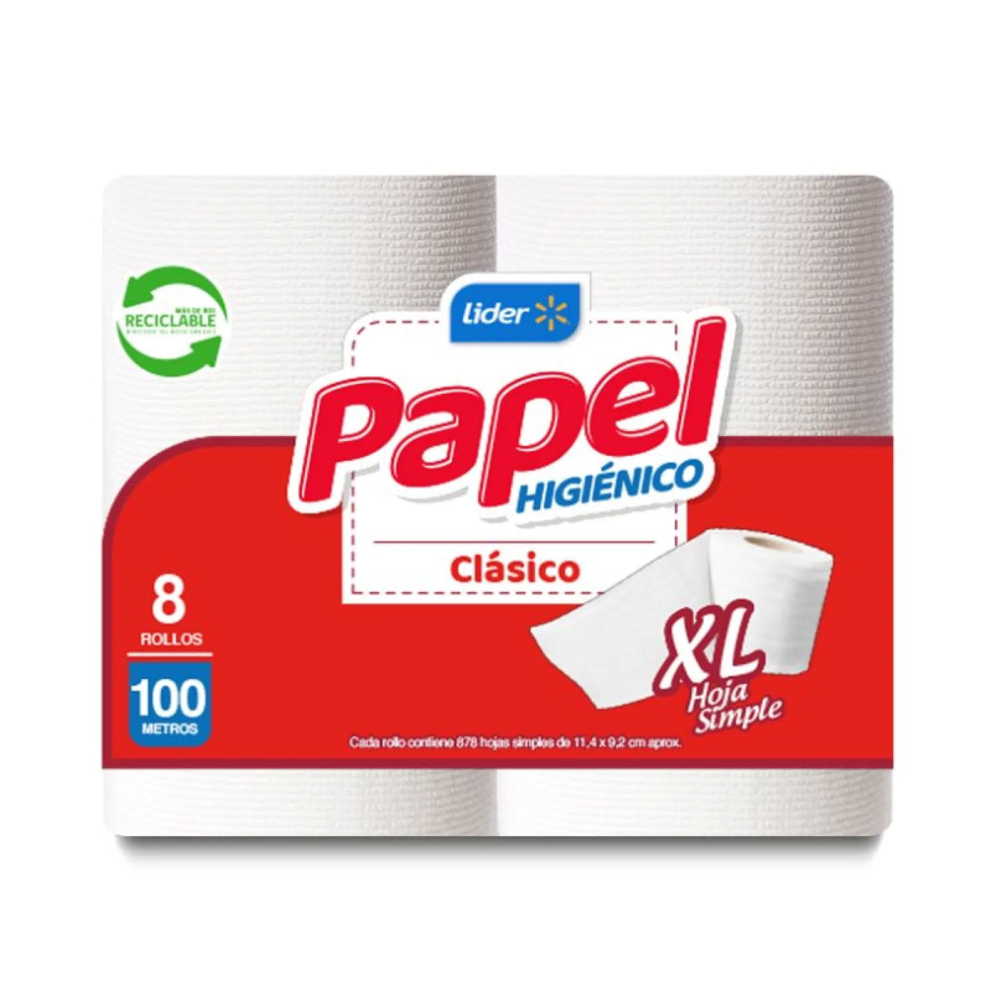 Papel Higiénico Una Hoja 100 M 8 Un Lider