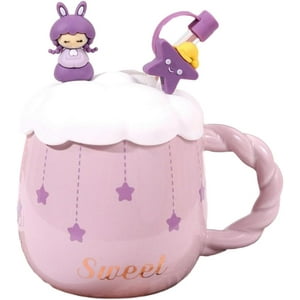 El Eden - Tazón, Mug Diseños De Anime, Incluye Tapa Silicona, Bombilla Lila