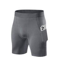 Crusec - Short Deportivo Calza Hombre Gimnasio Licra Con Bolsillo