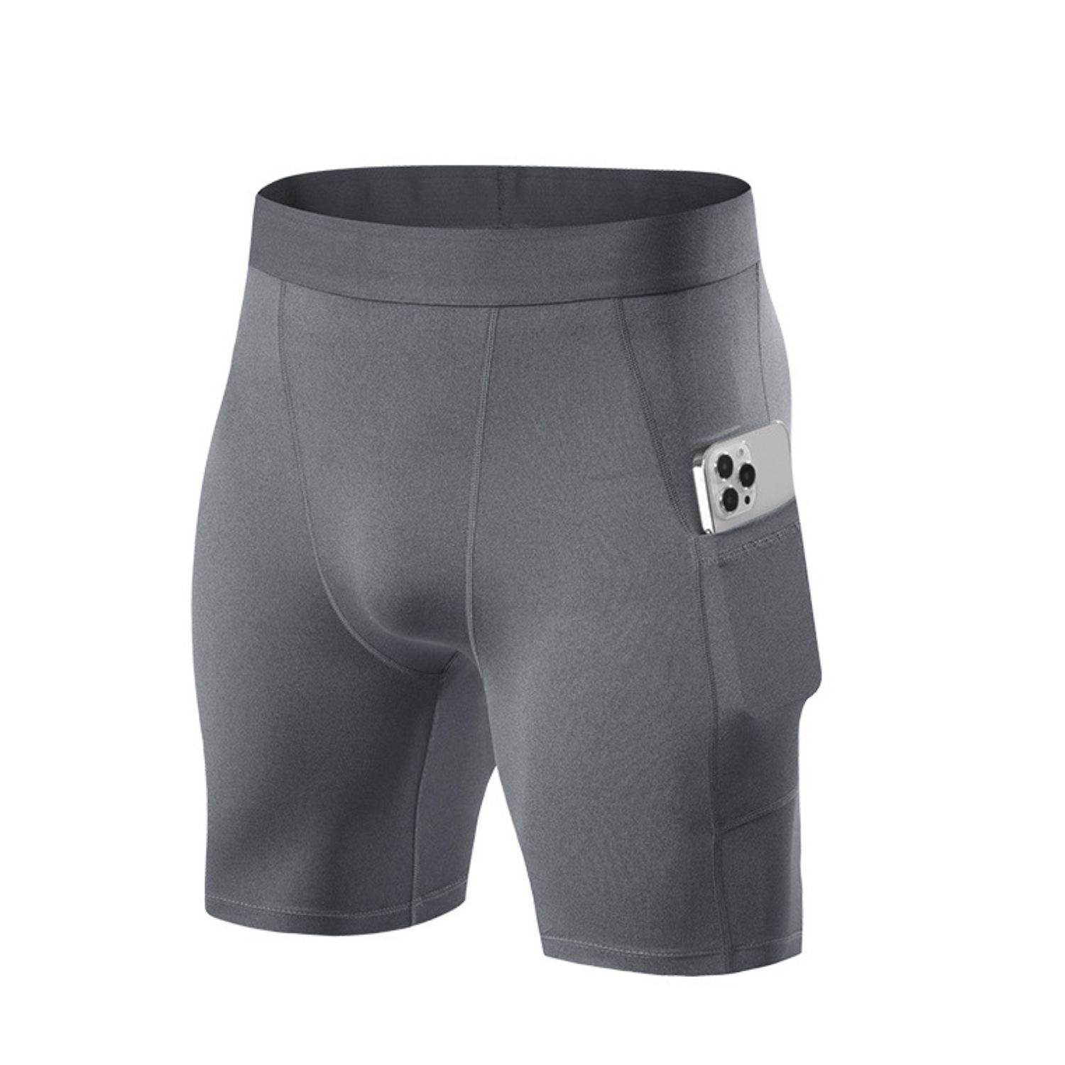 Crusec - Short Deportivo Calza Hombre Gimnasio Licra Con Bolsillo