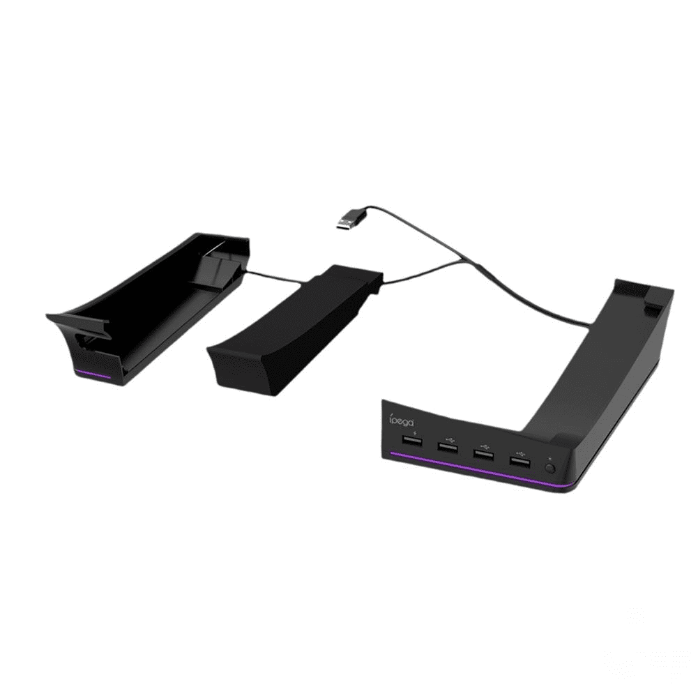 Genérico - Soporte Horizontal Para Consolas Ps5 Pro Digital/optical Drive Con 14 Modos De Iluminación Rgb, 4 Puertos Usb Base De Almacenamiento-negro