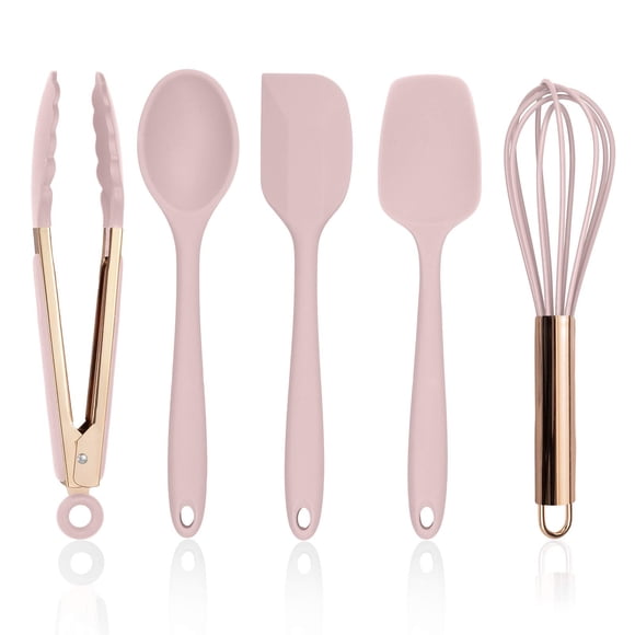 Set de utensilios de cocina Cook con silicona de color rosa, 5 piezas