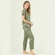 thumbnail image 2 of Pijama de Mujer Roma Pantalon Manga Corta Verde, 2 of 5