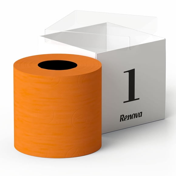 Papel higiénico Renova Orange, 3 capas, 1 rollo, 140 hojas, caja de regalo