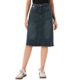 thumbnail image 1 of INSPIRE CHIC Falda de Mezclilla de Cintura Alta para Mujer, Falda de Jean hasta la Rodilla con Dobladillo Deshilachado y Bolsillos Azul Gris Oscuro L, 1 of 6