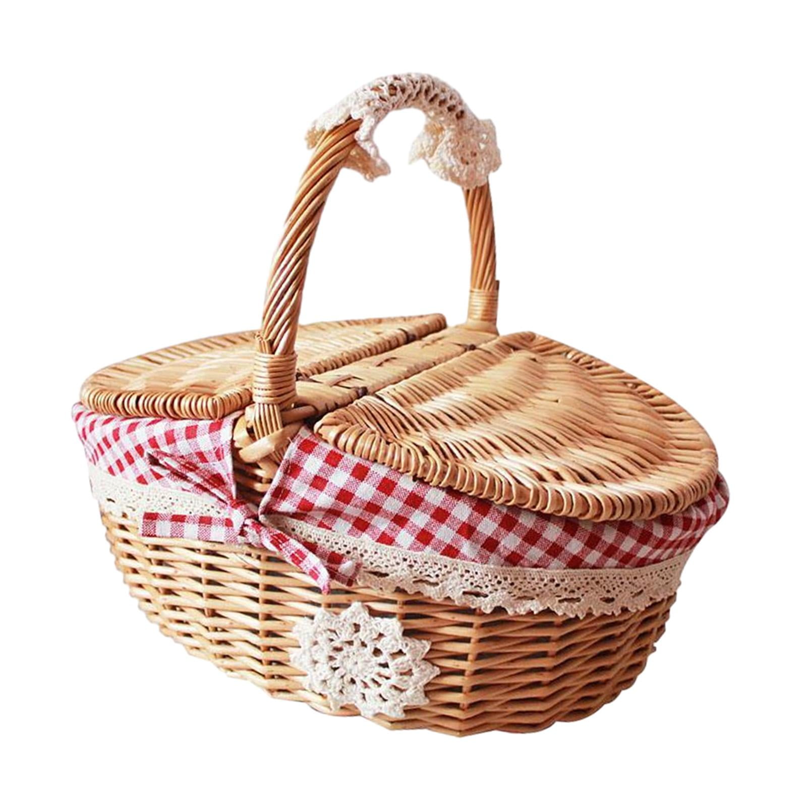 Magideal - Cesta De Mimbre Para Picnic, Cesta De Almacenamiento De Ratán, Cesta De Servicio Duradera, Cesta De Almacenamiento De Mimbre Tejida Para Fiestas Al Aire Libre, Sándwiches Medio