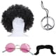 thumbnail image 1 of Disfraz de hippie para hombre, 4 piezas, accesorios, medallón de la paz, disfraz afro, peluca, gafas de sol de la paz, bigote, 1 of 7