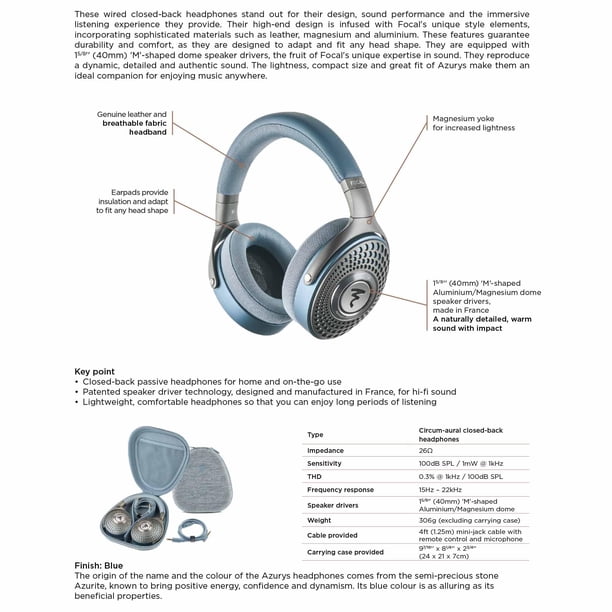 Auriculares Focal AZURYS de alta fidelidad con parte trasera