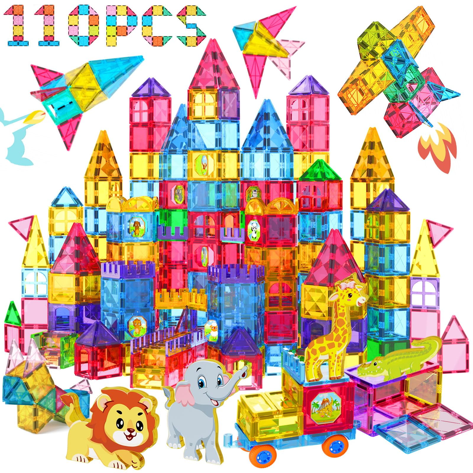 Set De Construcción De Azulejos Magnéticos Jasonwell Con Figuras De Animales De Más De 3 Años