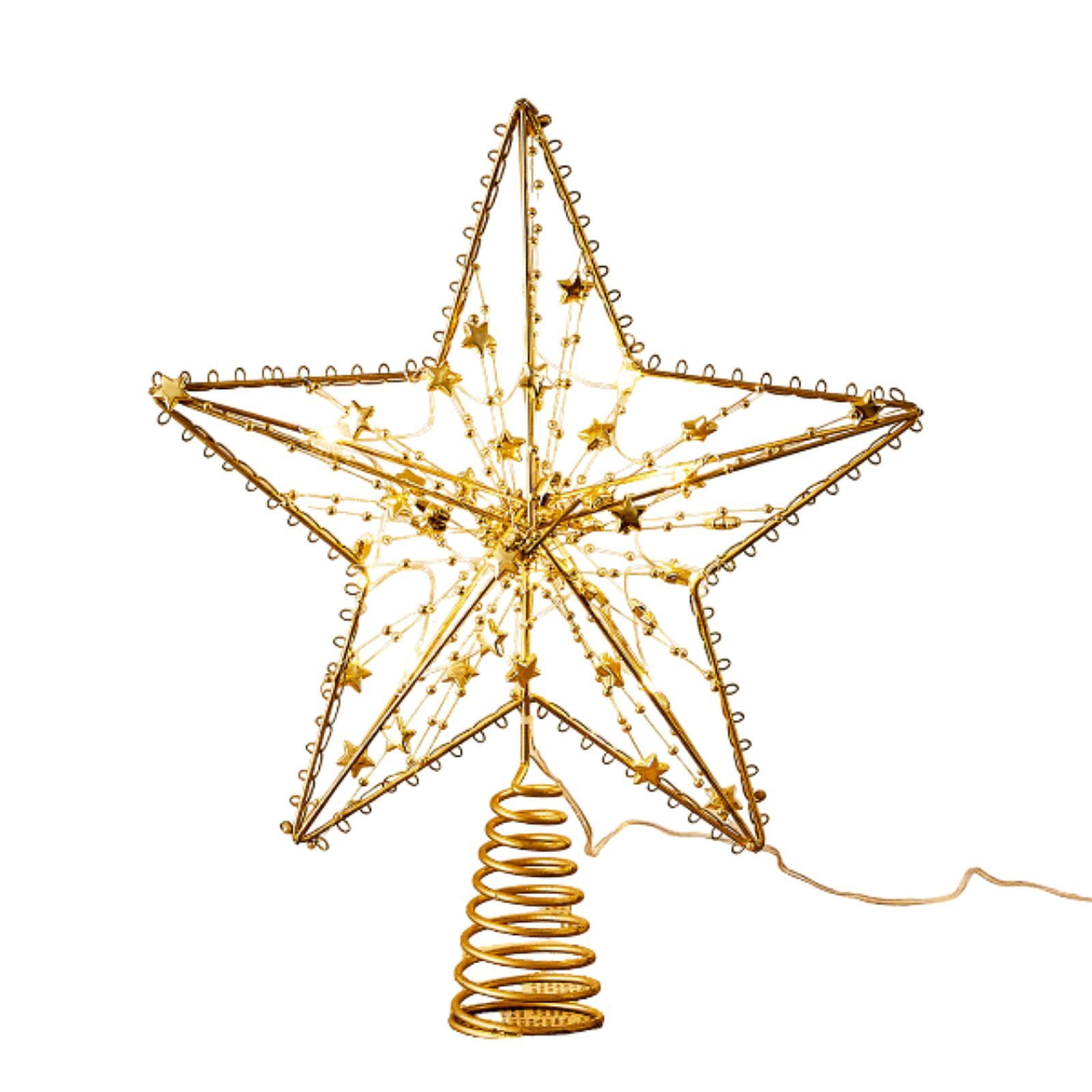 Magideal - Adorno De Estrella Para De Navidad Con Luces Led, Adorno Navideño Para De Navidad, Decoración Para Exteriores, Hogar, Fiestas, Vacaciones Dorado