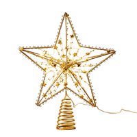 Magideal - Adorno De Estrella Para De Navidad Con Luces Led, Adorno Navideño Para De Navidad, Decoración Para Exteriores, Hogar, Fiestas, Vacaciones Dorado