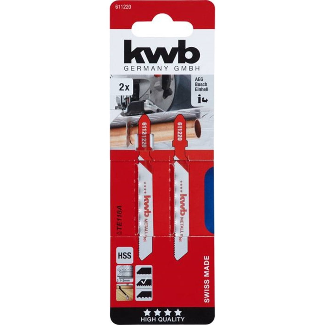 Kwb - Hojas De Sierra Caladora Para Metal Te118a (diente 1.2mm) 2un.