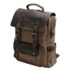 thumbnail image 2 of Mochila unisex vintage en lona café y cuero, 2 of 5