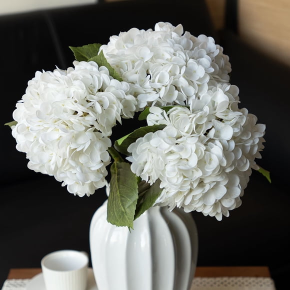 Hortensia artificial DUYONE Lifelike de 56 cm con 3 hojas (blanca)