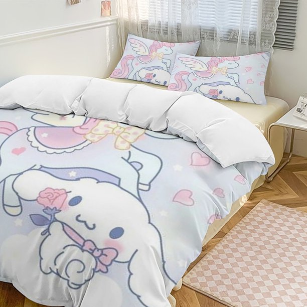 Cinnamoroll 3-Piece Twin Bed Set - Includes 1 Single Comforter And 2 Pillowcases Bedding - Fade Resistant Microfiber - Cinnamoroll
