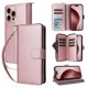 thumbnail image 2 of Funda Cartera con Cremallera y Correa para iPhone 16 Pro Soporte y Tarjetero Oro rosa, 2 of 6