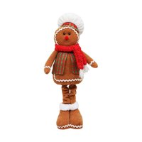 Magideal - Muñecas De Decoración Navideña, Muñeco De Hombre De Jengibre Con Patas Largas, Figuritas Navideñas, Adornos, Estatuilla Navideña Decorativa Para Ropa Sombrero Blanco