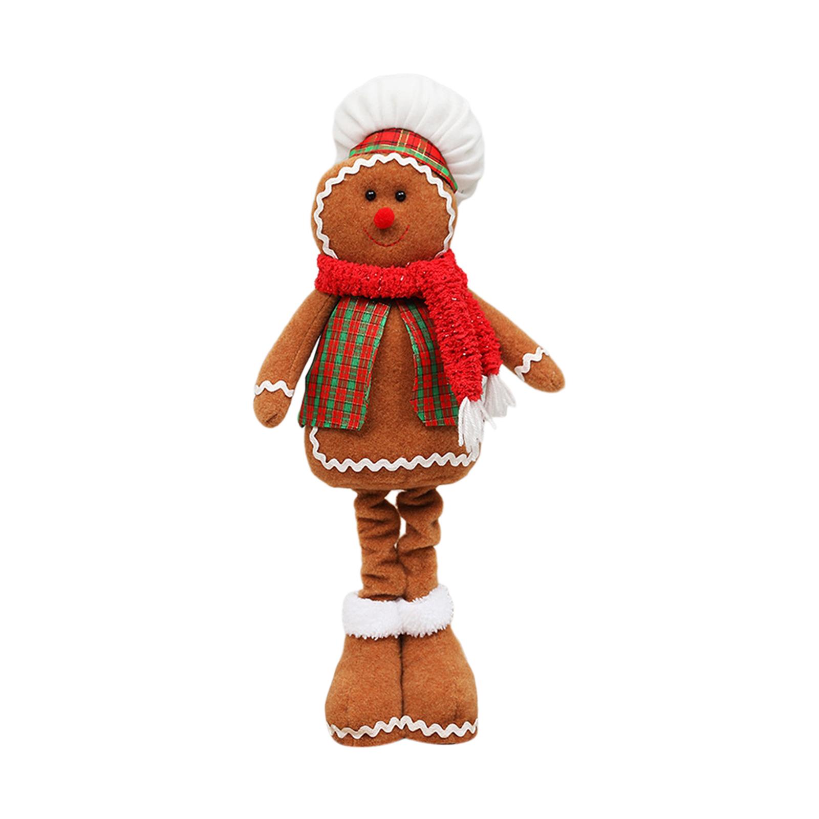 Magideal - Muñecas De Decoración Navideña, Muñeco De Hombre De Jengibre Con Patas Largas, Figuritas Navideñas, Adornos, Estatuilla Navideña Decorativa Para Ropa Sombrero Blanco