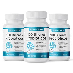 Probióticos 100 Billones 14 Cepas - Pack 3X60 Cáps Vegetal | Nutracore