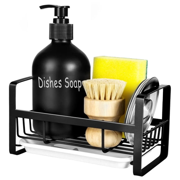 Soporte de esponja TEZZ para fregadero de cocina de acero inoxidable negro