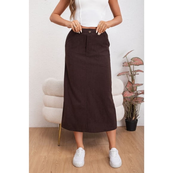 Falda Larga Mujer Cotelé Full Elasticada Moda 0122