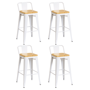 Moboi - Pack 4 Taburetes Tolix Madera Blanco 66Cm.