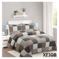 Genérico - Cubrecama Quilt Verano King - Café Cuadrille Xf108