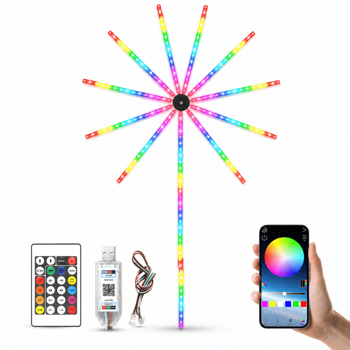 Genérica - Luces Led Rgb Diseño Fuegos Artificiales Con App Y Música