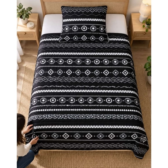 Cubrecama Quilt de Plaza y Media Con Funda De Almohada15