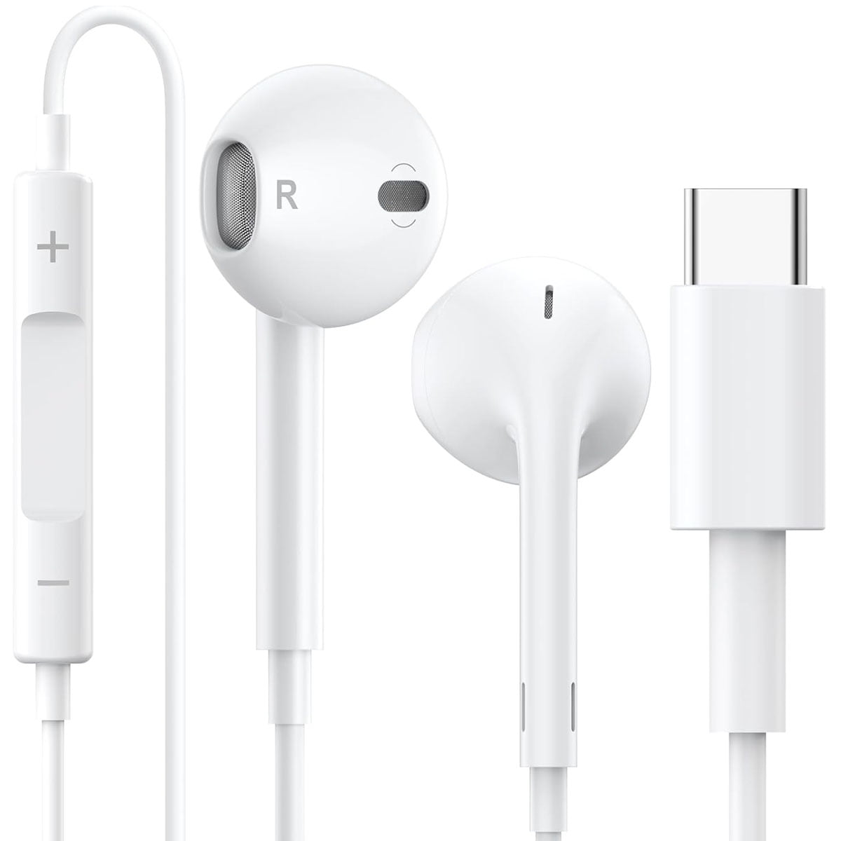 Joigo - Audifonos Manos Libres Usb-c Sin Goma Control Volumen Blanco