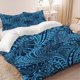 thumbnail image 1 of 3pcs Tropical-Themed Monstera Deliciosa And Geometric Patterned Dark Blue Three-Piece Bedding Set Soft And Comfortable Suitable for All Seasons, 1 of 5
