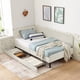 thumbnail image 1 of Twin Size Upholstered Platform Bed Frame with 2 Storage Drawers, Adjustable Velvet Sofa Bed, Beige, 1 of 3