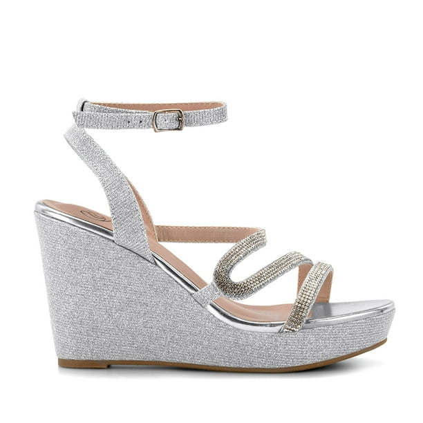 Sandalia Plataforma Plateado Fiesta Qiu319 Mujer