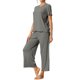 thumbnail image 4 of INSPIRE CHIC Conjunto de Pijama de Mujer Acanalado de Manga Corta Modal con Puños Volantes y Pantalones de Descanso Suaves S Gris Oscuro, 4 of 6