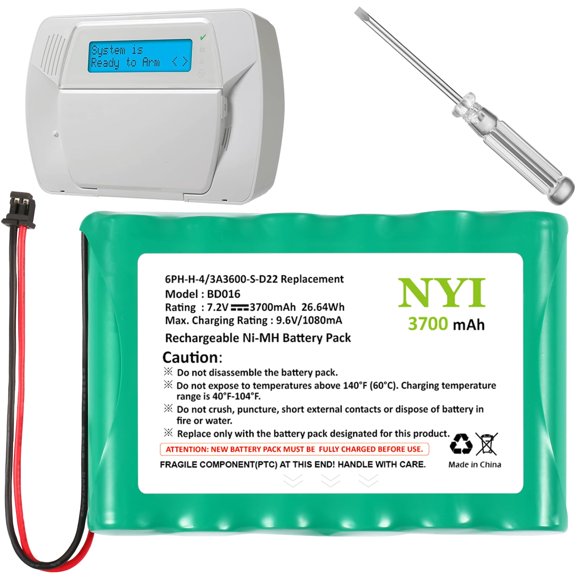Batería de reemplazo NYI para alarma ADT SCW9057 SCW9055 DSC