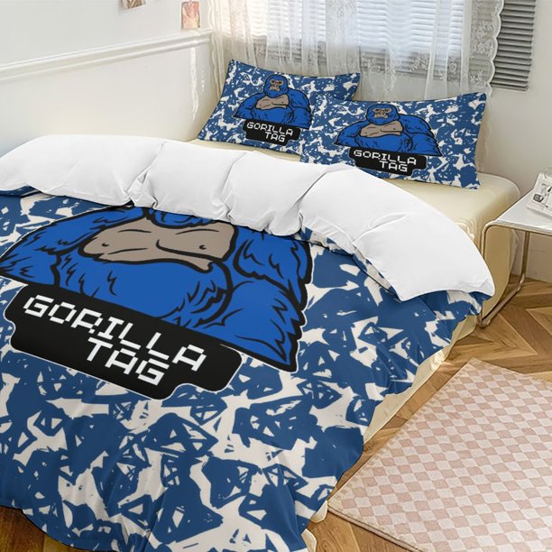 Abstract Blue Gorilla Tag Comforter Set Soft 3 Pcs Twin Bedding Sets Thicken for All Season