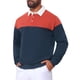 thumbnail image 5 of INSPIRE CHIC Camisas Polo de Manga Larga con Bloque de Color y Cuello de 3 Botones para Hombre, Talla XL, Azul Marino Rojo, 5 of 6