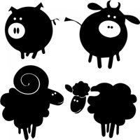Rienda Libre Graphics - Decomural Farm Animals Sheep Cow Pig Set Ws-32684