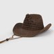 thumbnail image 3 of Sombrero Vaquero Tejido Estilo Cowboy Playa, Festival, Moda cafe Talla Única, 3 of 5